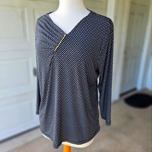 Liz Claiborne Black and White Polka Dot Women's Top 287